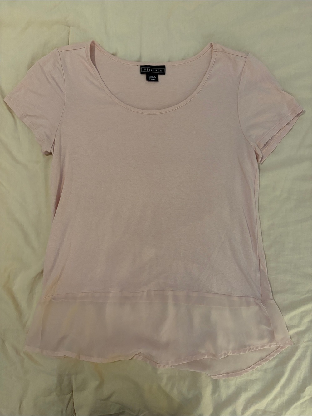 Metaphor Pale Pink Short-Sleeve Layered-Hem Tee